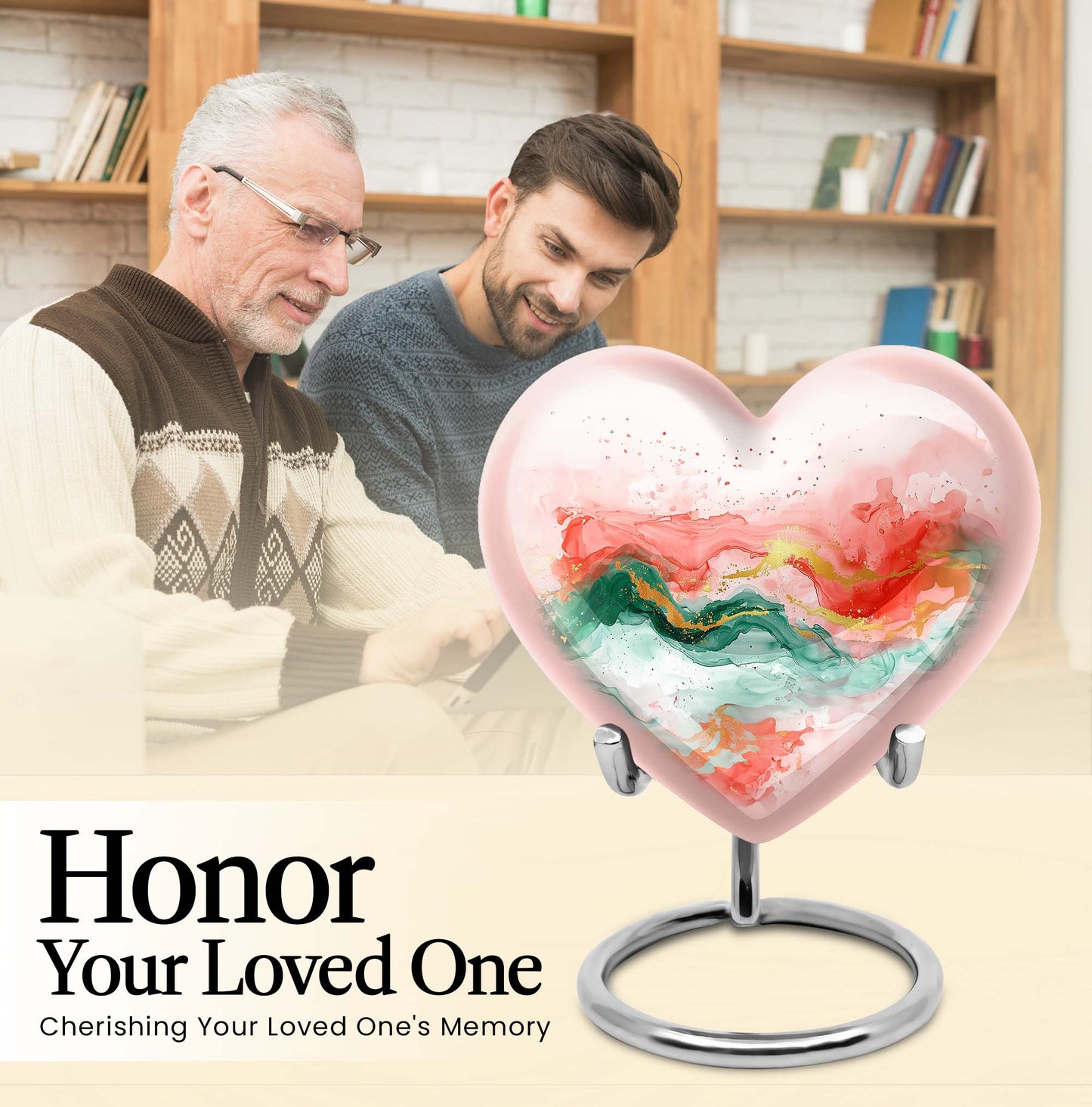 Abstract 10-inch heart-shaped cremation urn for adult ashes