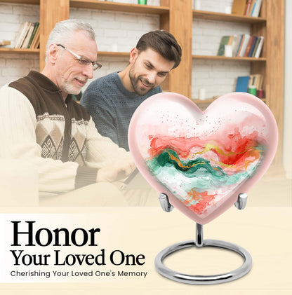 Abstract 10-inch heart-shaped cremation urn for adult ashes
