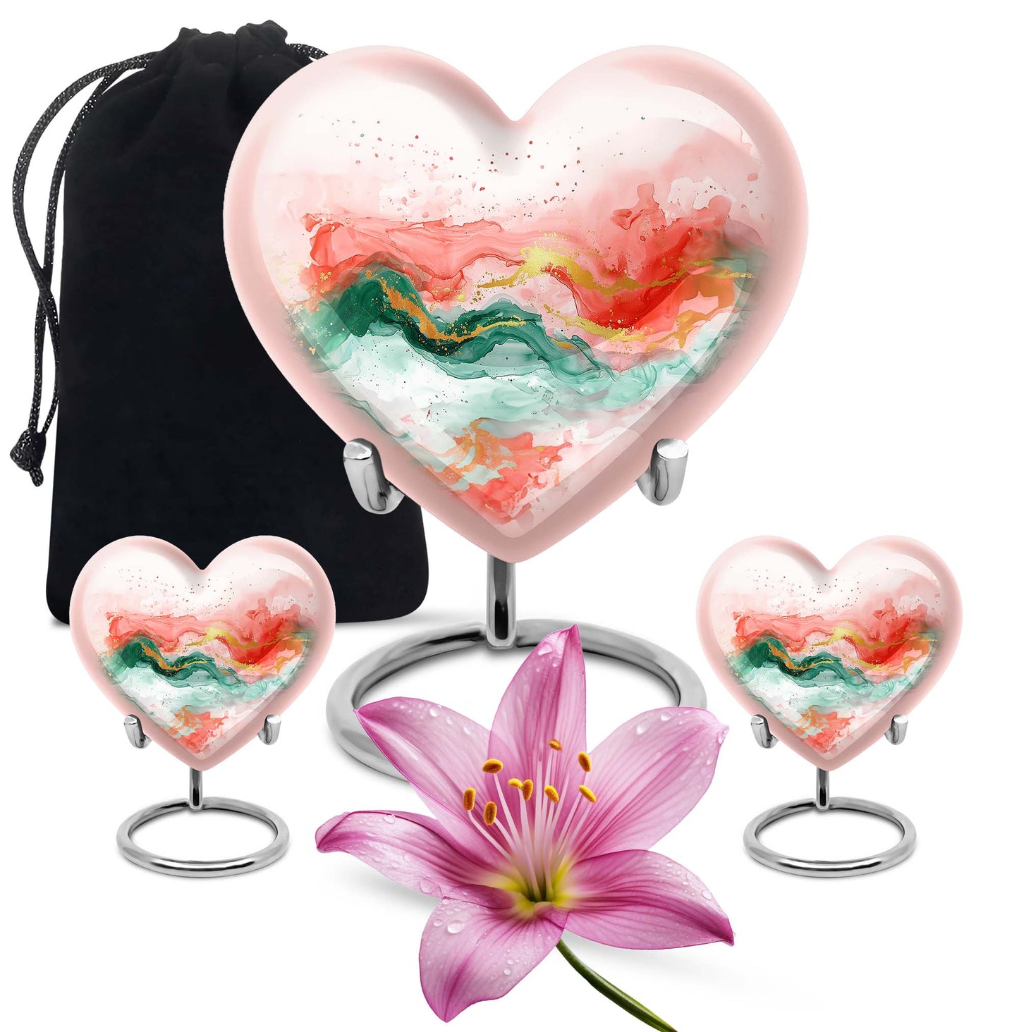 Abstract 10-inch heart-shaped cremation urn for adult ashes