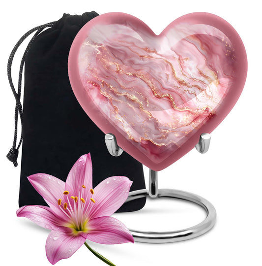 Abstract Heart-themed cremation urn for women