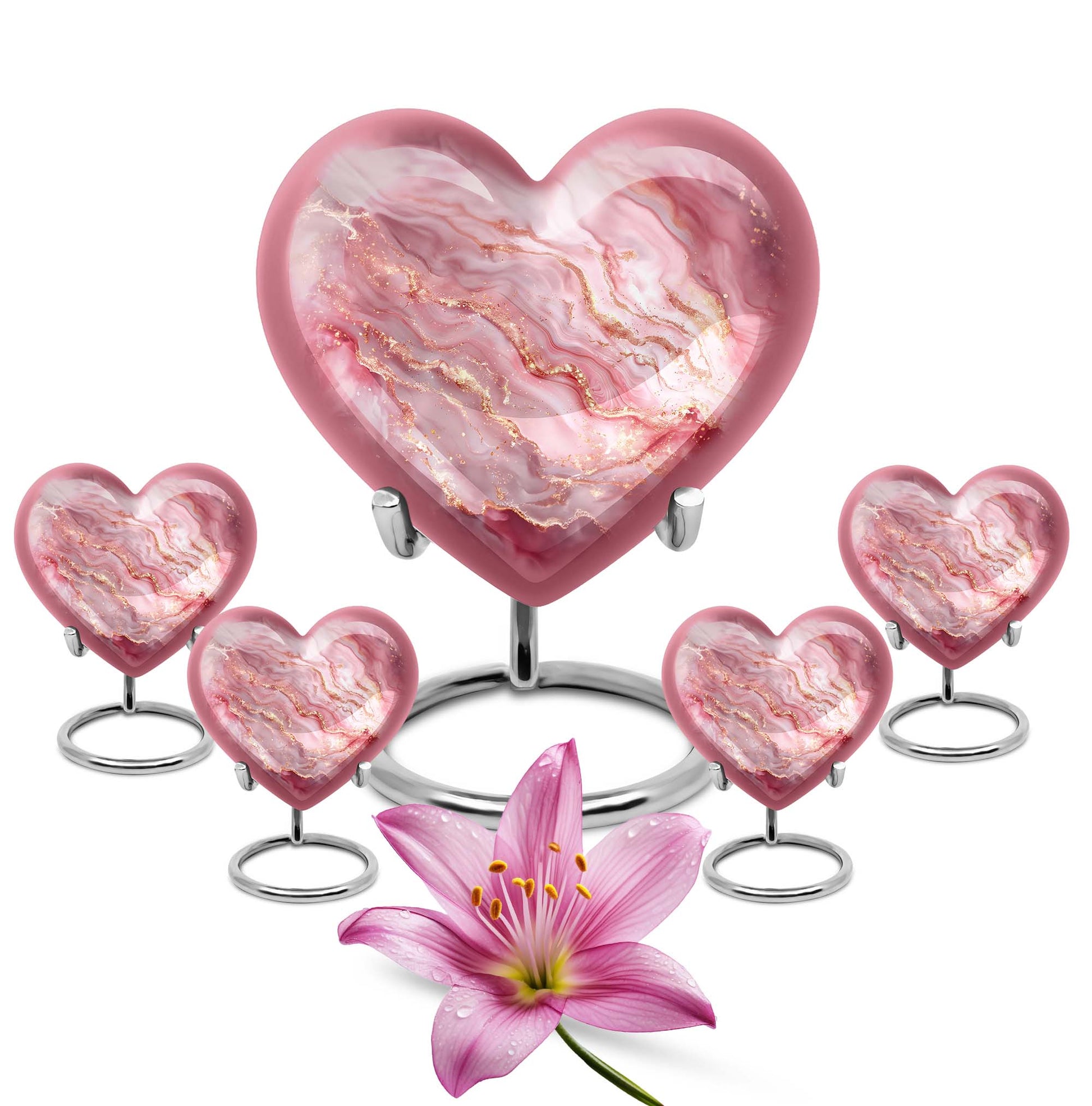 Abstract Heart-themed cremation urn for women