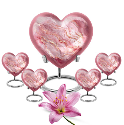 Abstract Heart-themed cremation urn for women