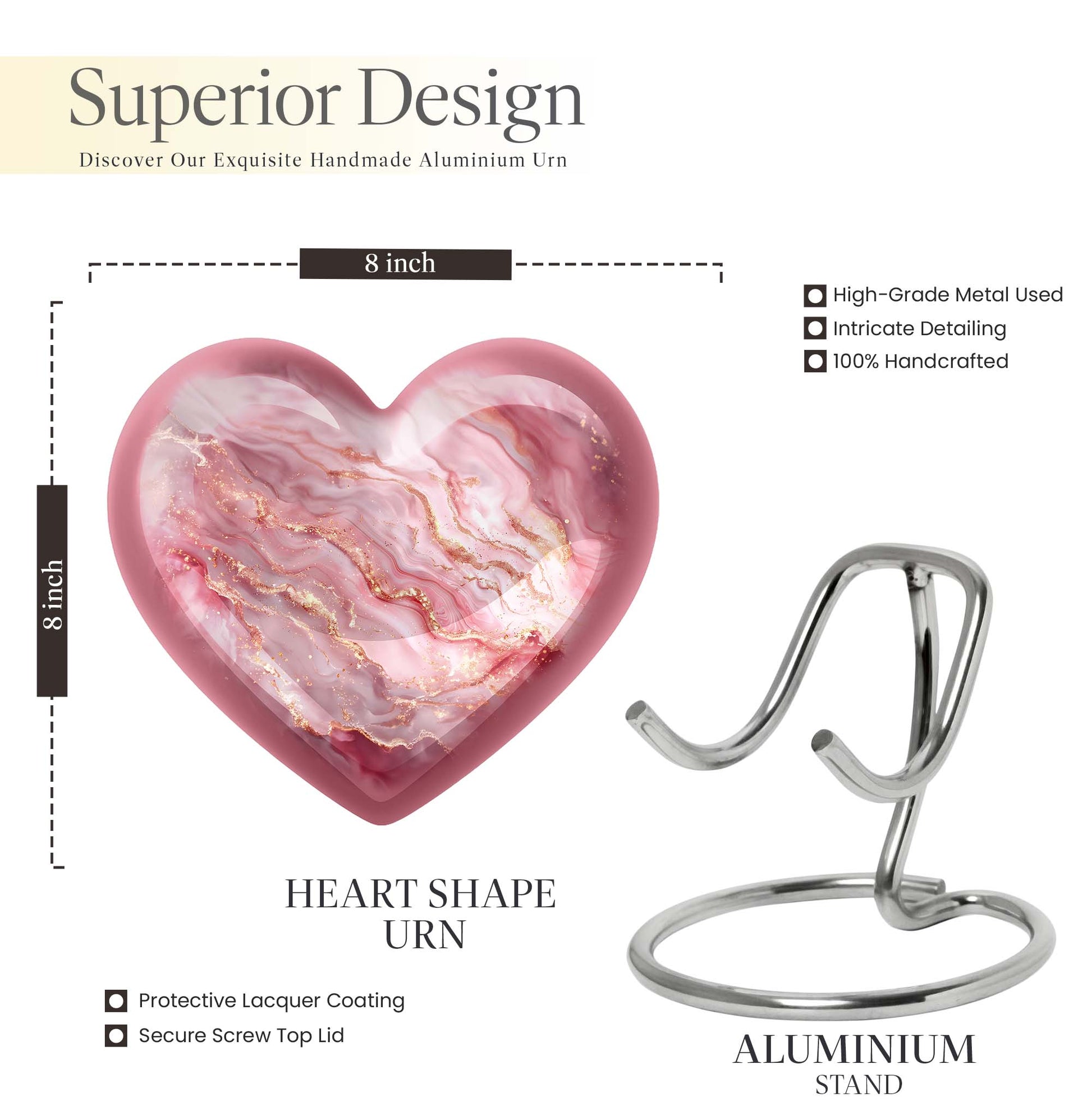 Abstract Heart-themed cremation urn for women