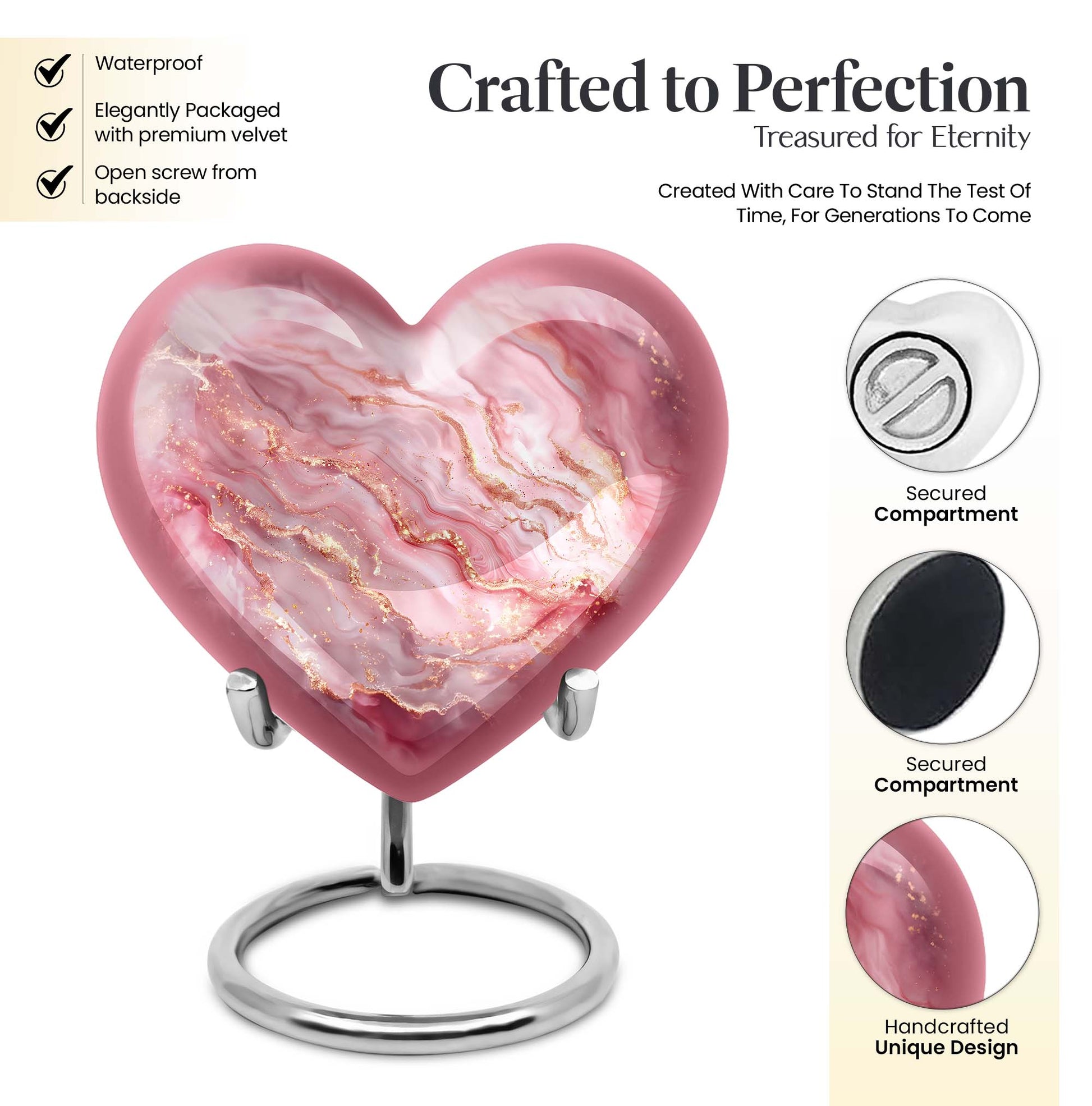 Abstract Heart-themed cremation urn for women