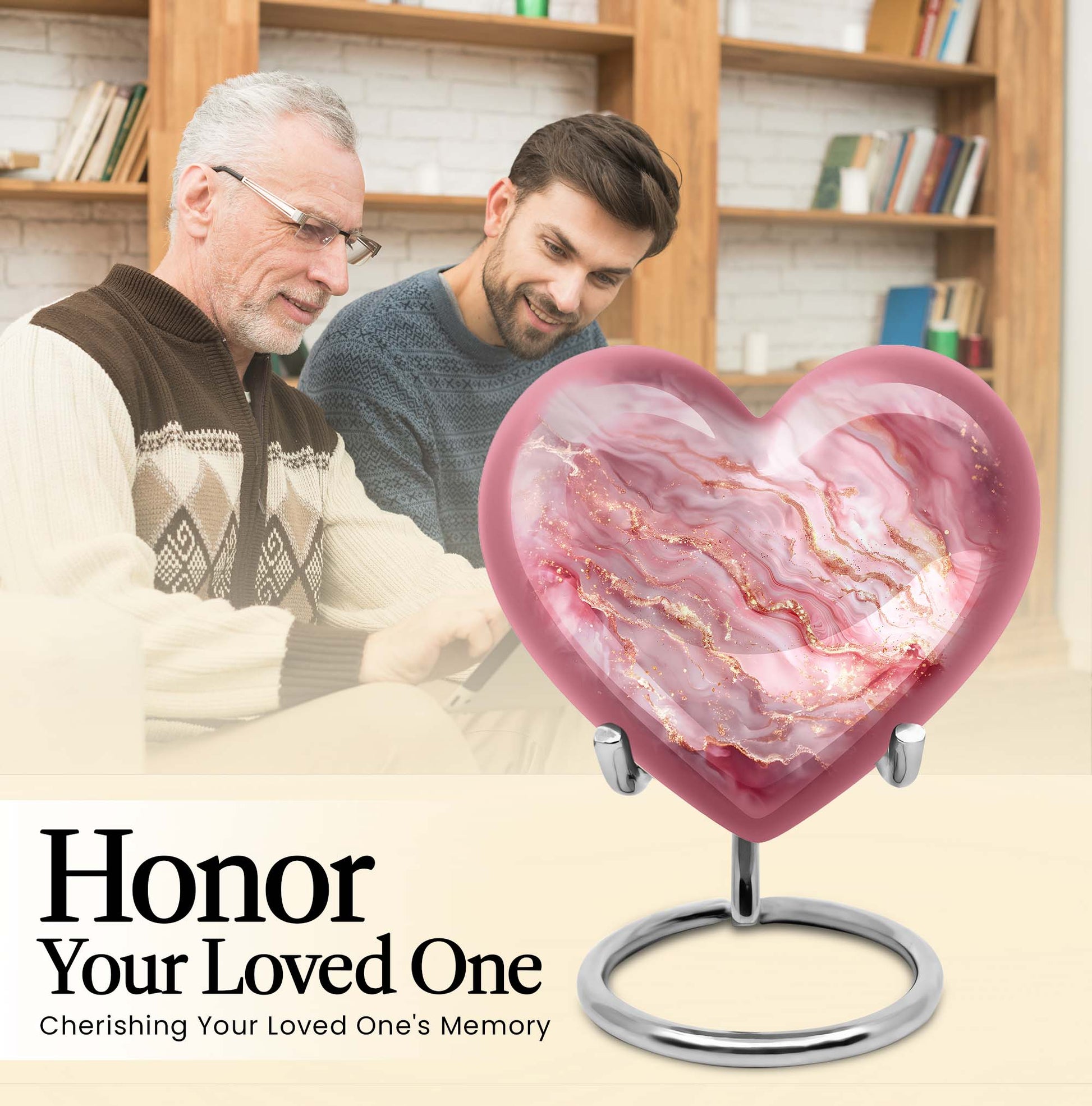 Abstract Heart-themed cremation urn for women