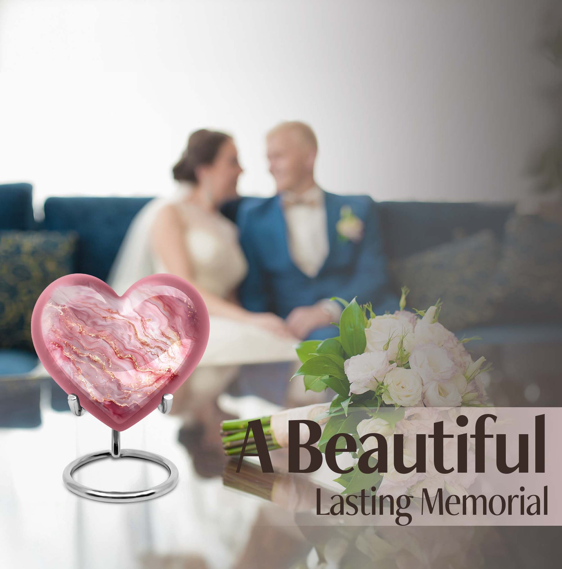 Abstract Heart-themed cremation urn for women