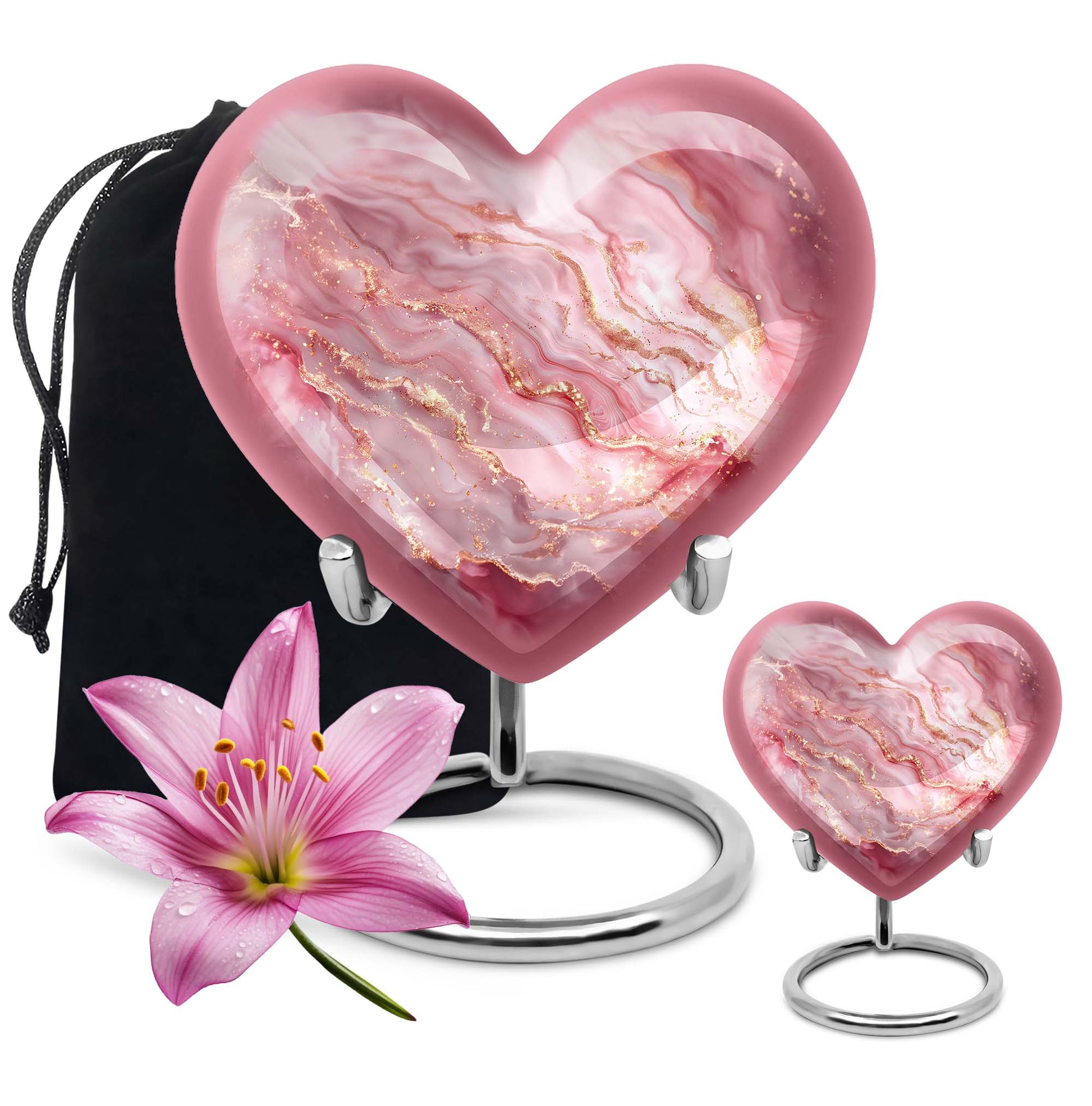 Abstract Heart-themed cremation urn for women