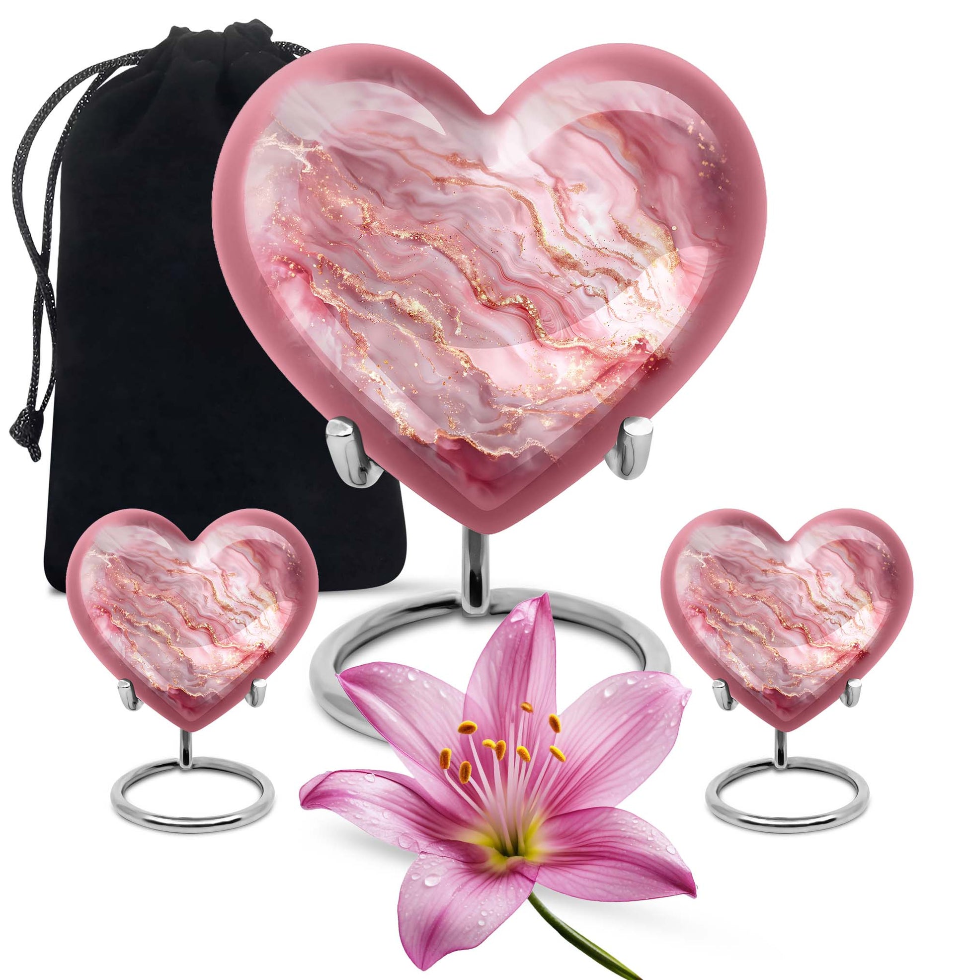 Abstract Heart-themed cremation urn for women