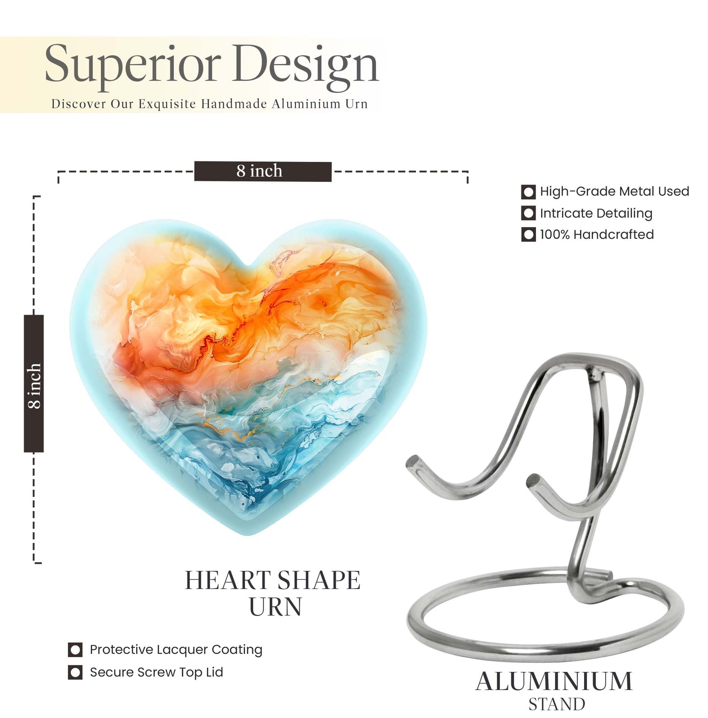Colourful Swirl Heart Urn