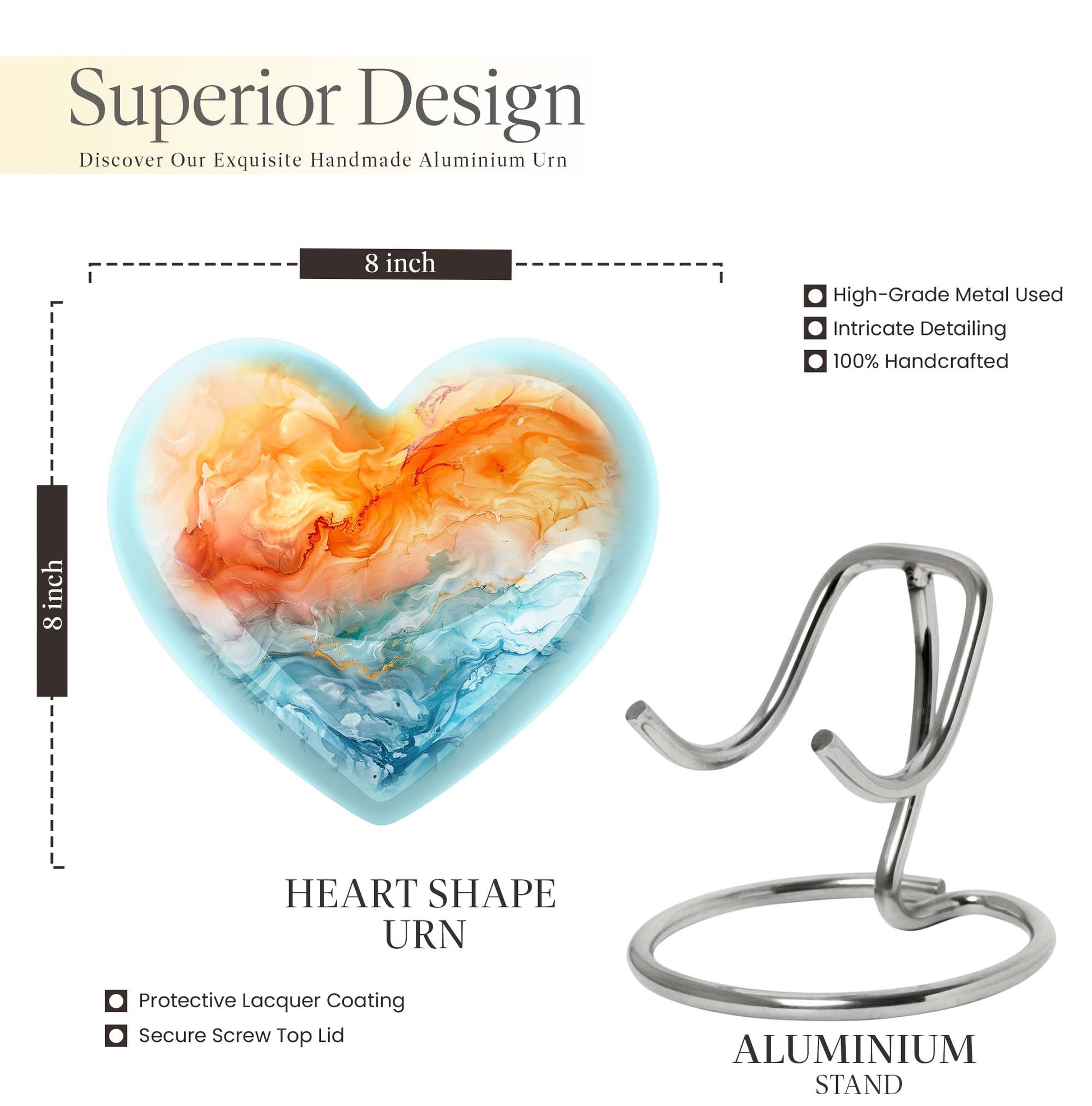 Colourful Swirl Heart Urn