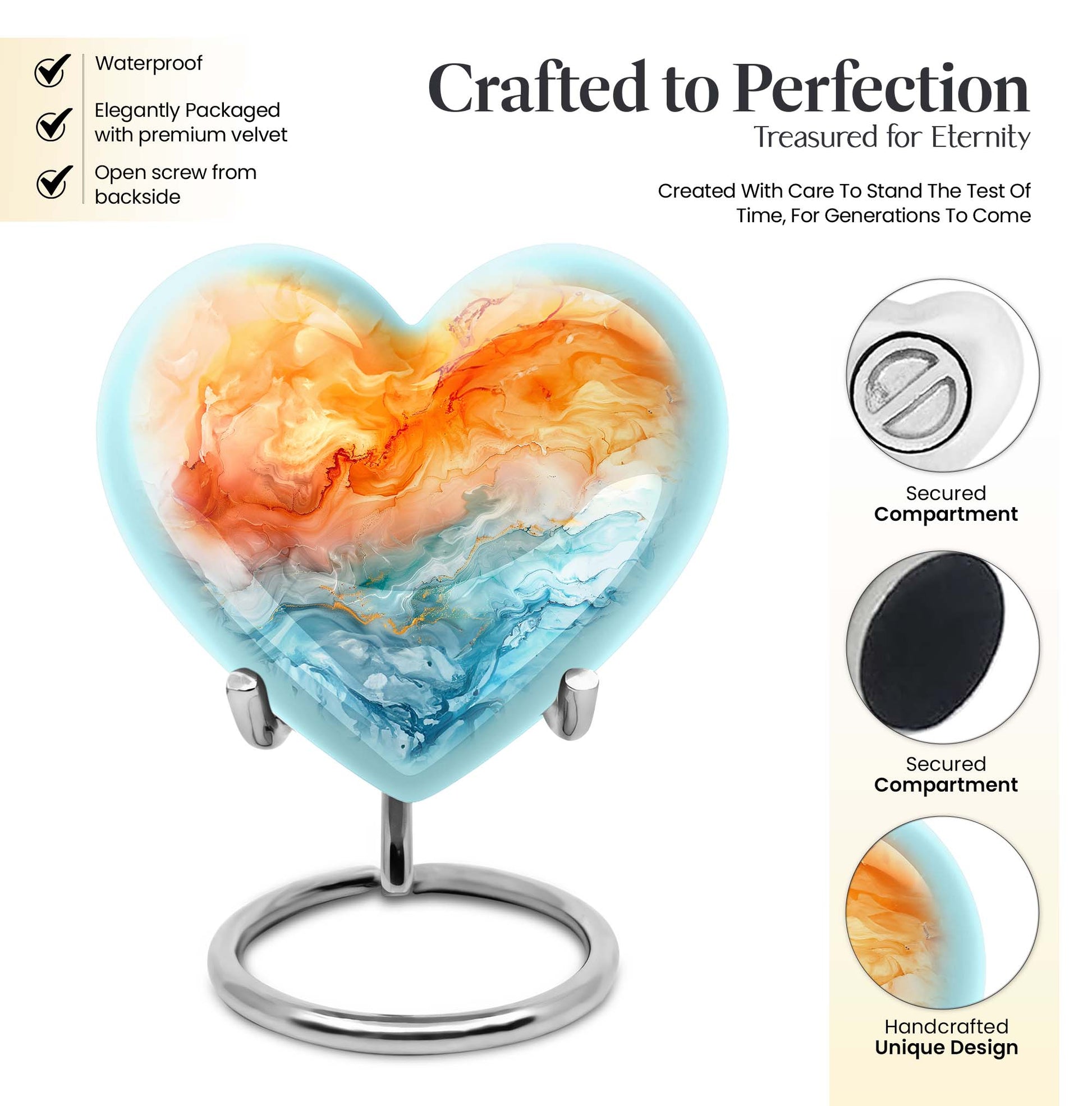 Colourful Swirl Heart Urn