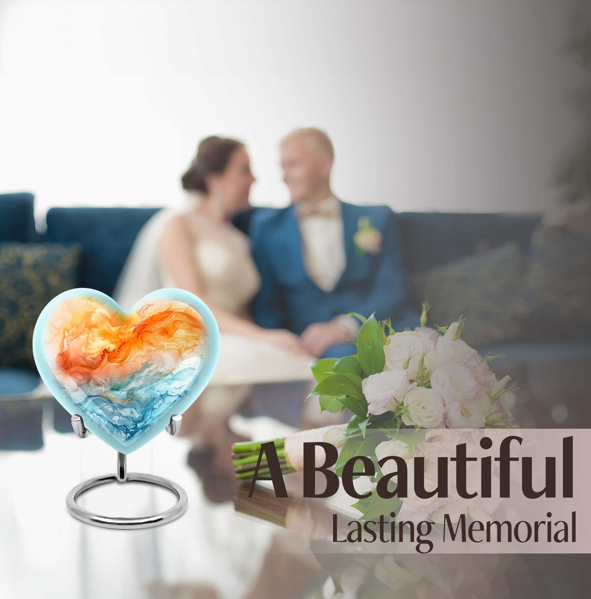 Colourful Swirl Heart Urn