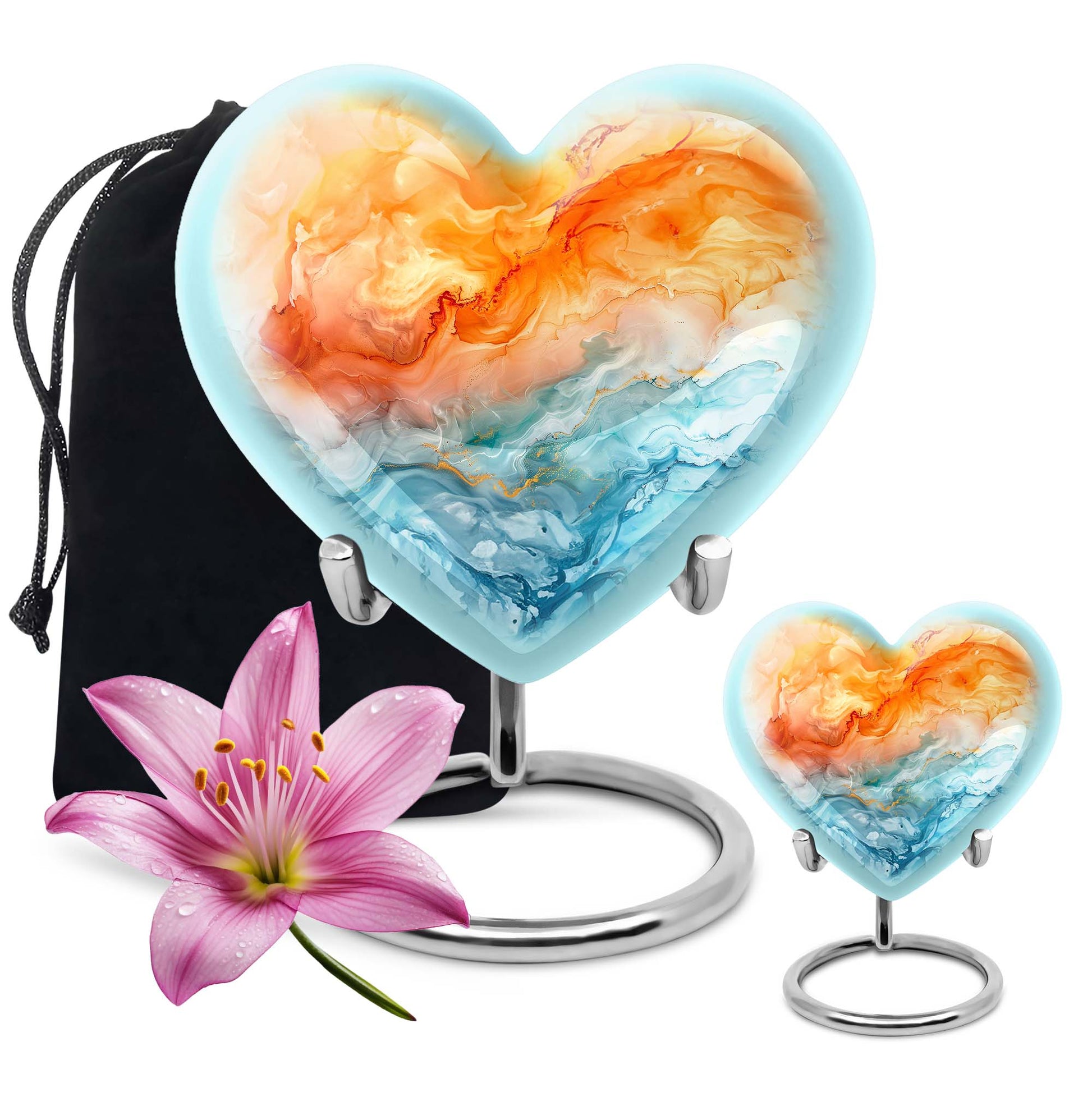 Colourful Swirl Heart Urn