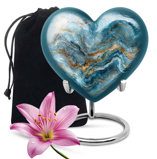 Colourful Swirl Heart Urn for adult ashes