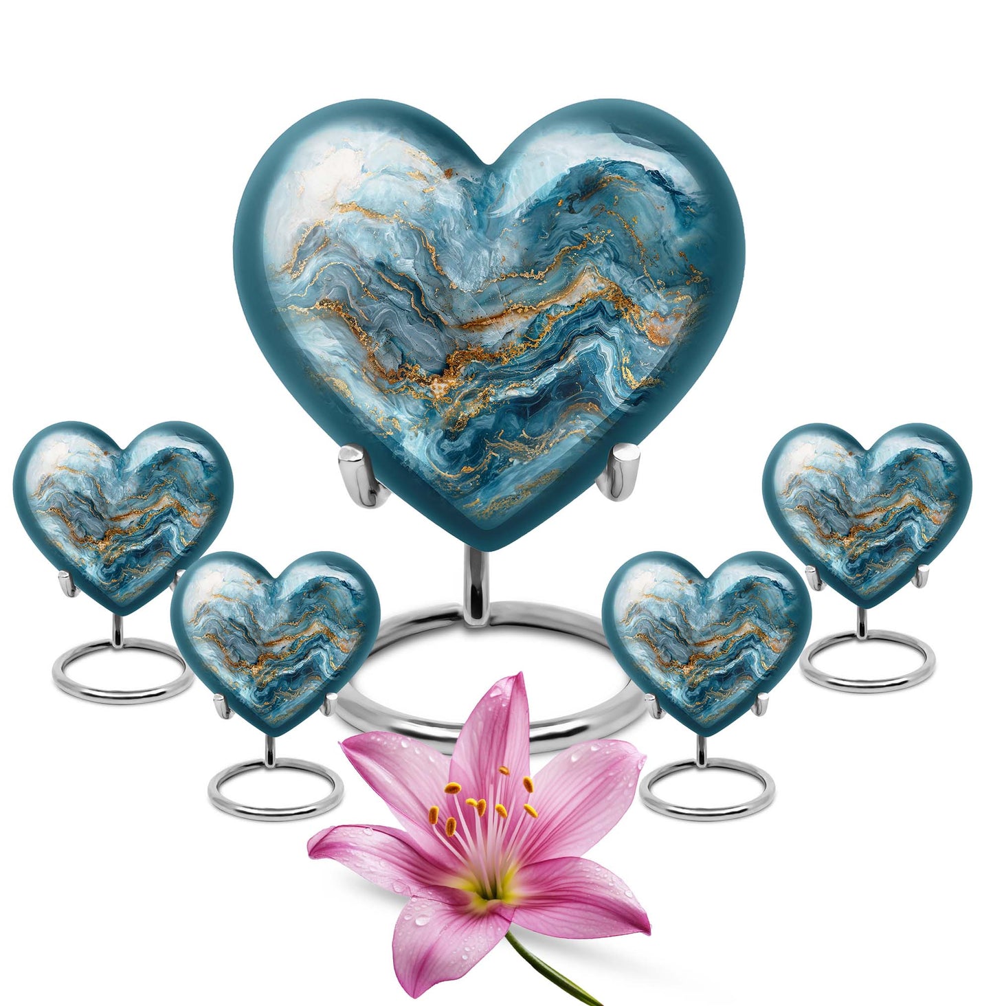 Colourful Swirl Heart Urn for adult ashes