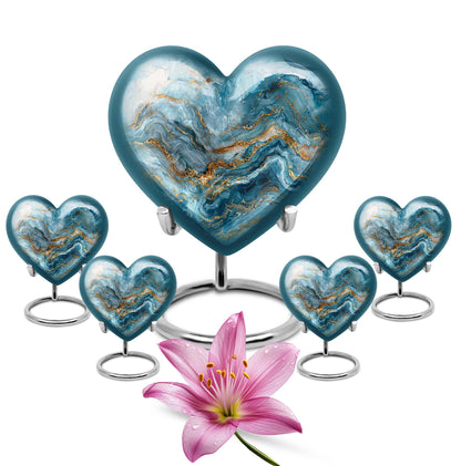 Colourful Swirl Heart Urn for adult ashes