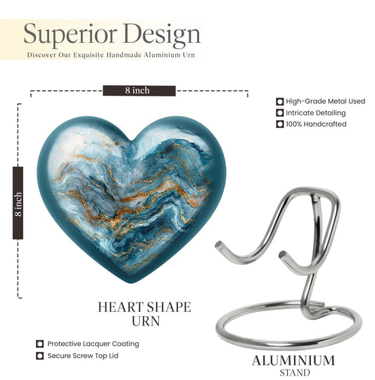 Colourful Swirl Heart Urn for adult ashes