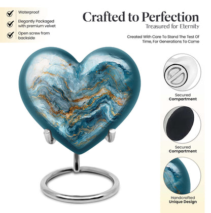 Colourful Swirl Heart Urn for adult ashes