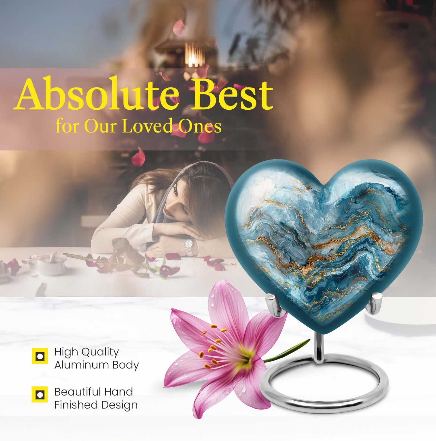 Colourful Swirl Heart Urn for adult ashes
