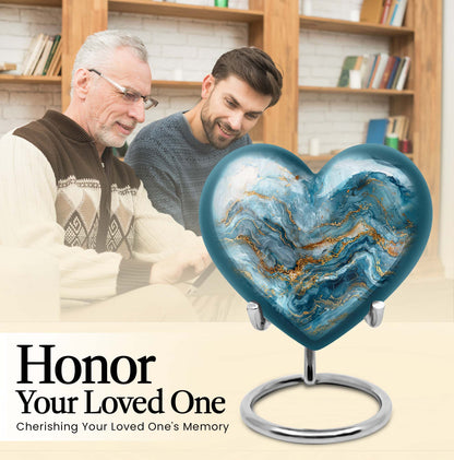 Colourful Swirl Heart Urn for adult ashes