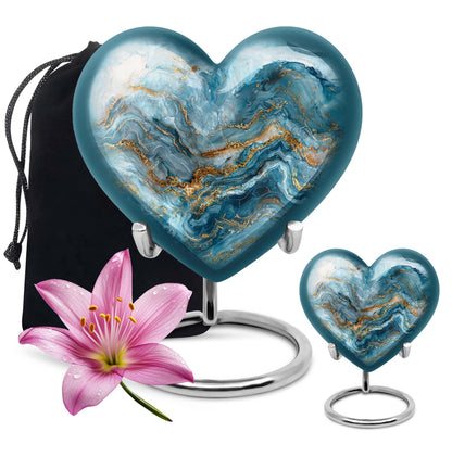 Colourful Swirl Heart Urn for adult ashes