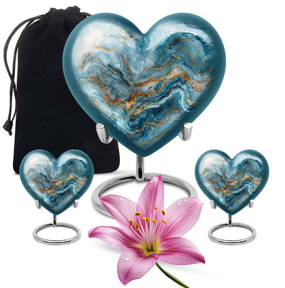 Colourful Swirl Heart Urn for adult ashes