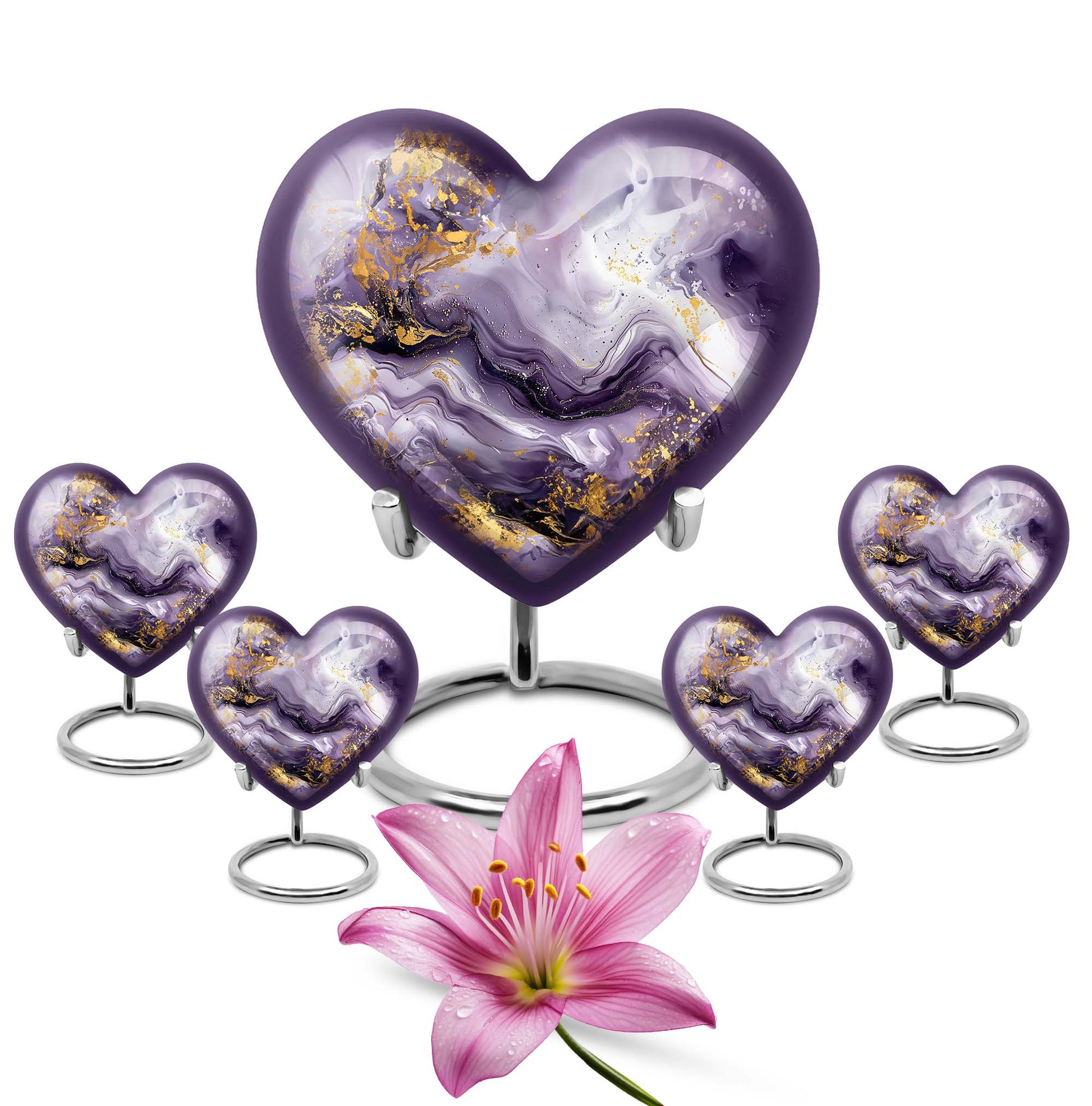 colourful swirl heart aluminium urn for men's ashes