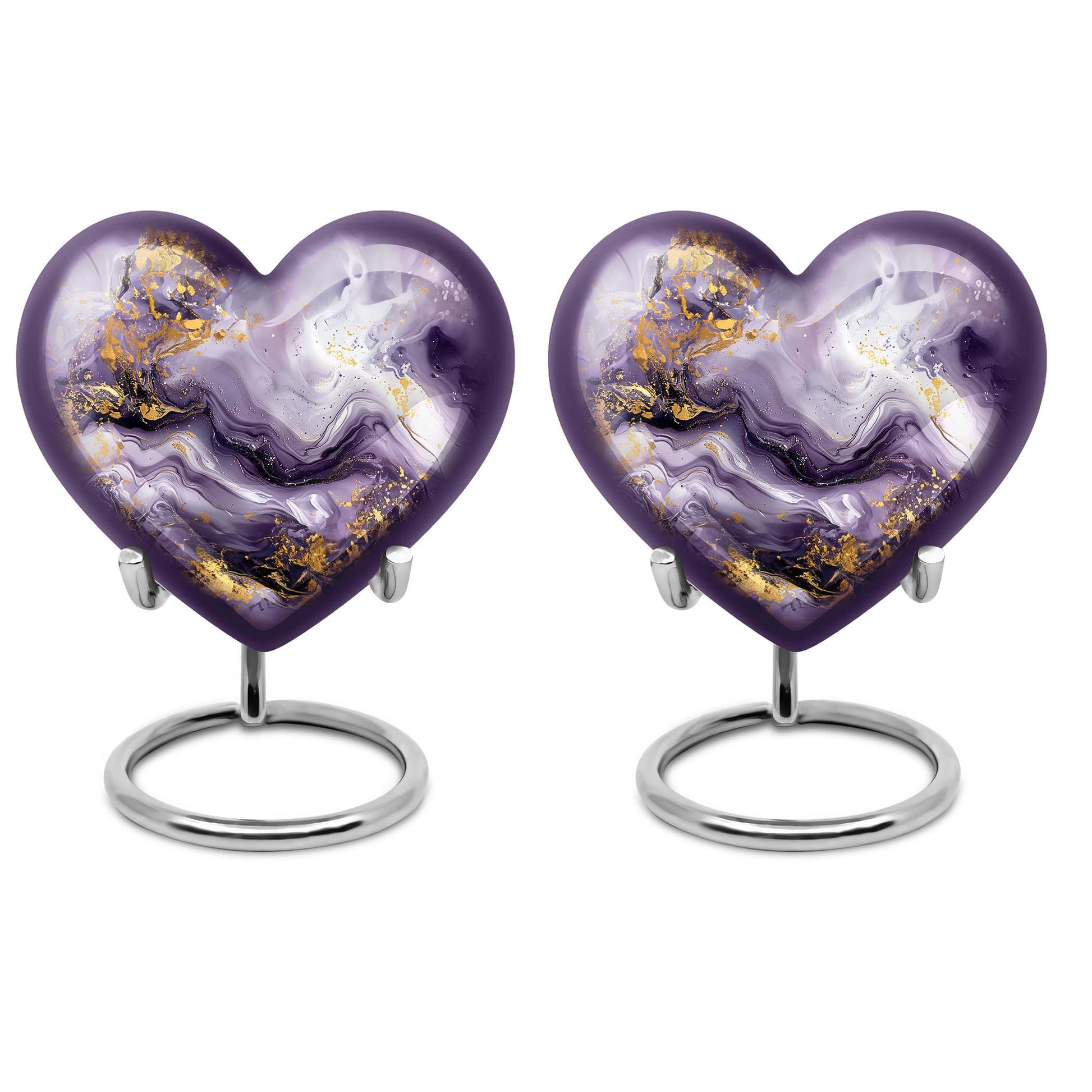 colourful swirl heart aluminium urn for men's ashes