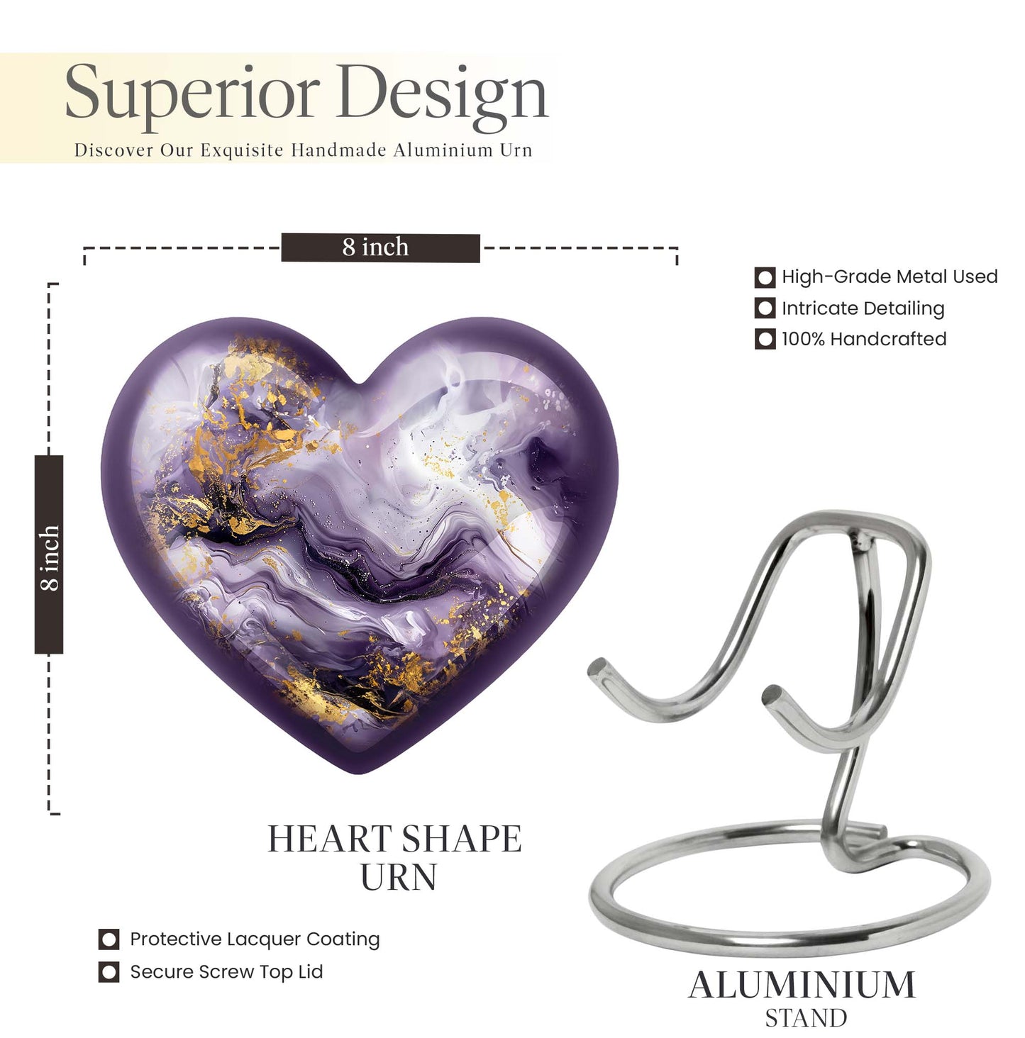 colourful swirl heart aluminium urn for men's ashes