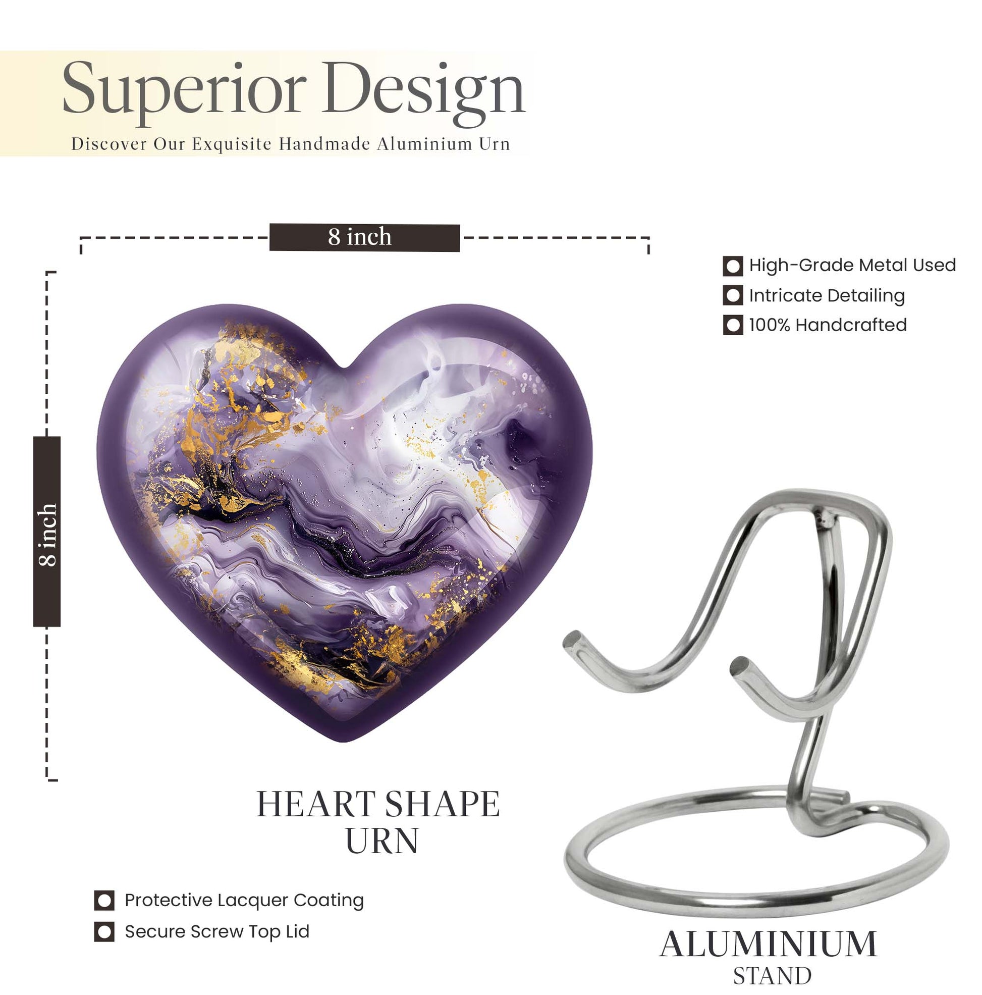 colourful swirl heart aluminium urn for men's ashes
