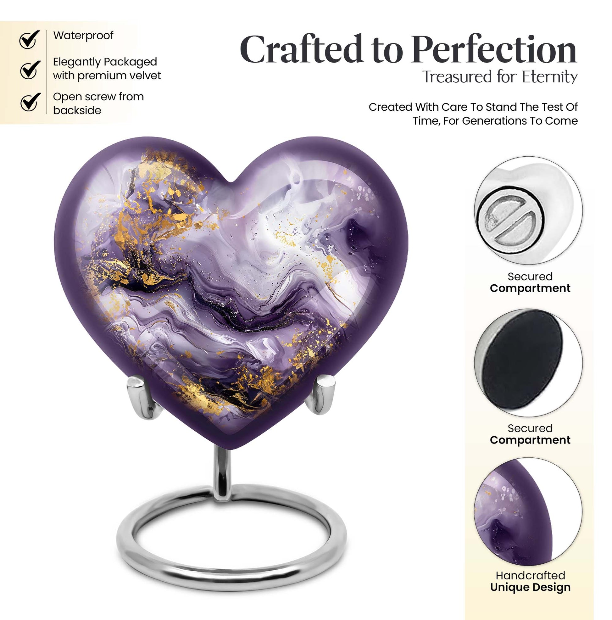 colourful swirl heart aluminium urn for men's ashes