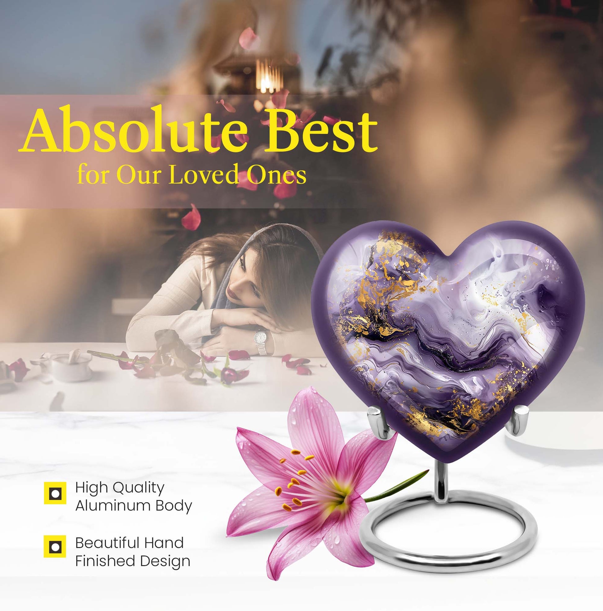 colourful swirl heart aluminium urn for men's ashes