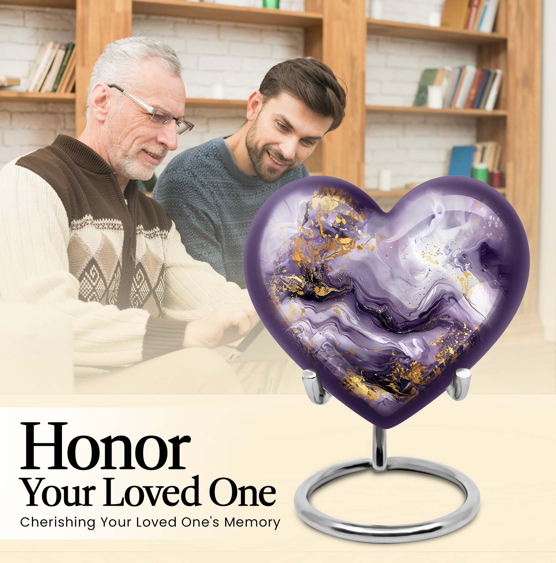 colourful swirl heart aluminium urn for men's ashes