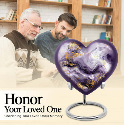 colourful swirl heart aluminium urn for men's ashes