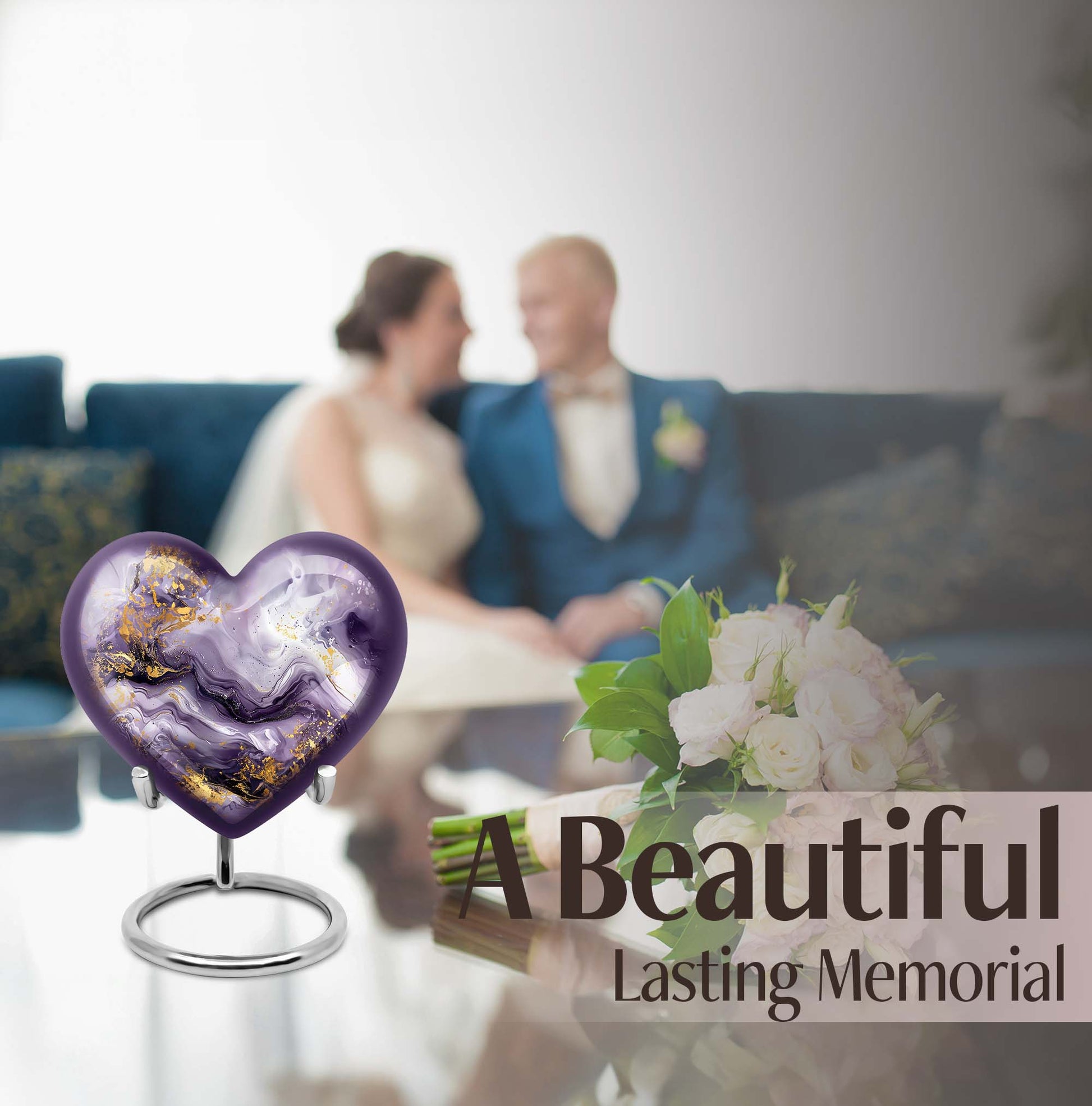 colourful swirl heart aluminium urn for men's ashes