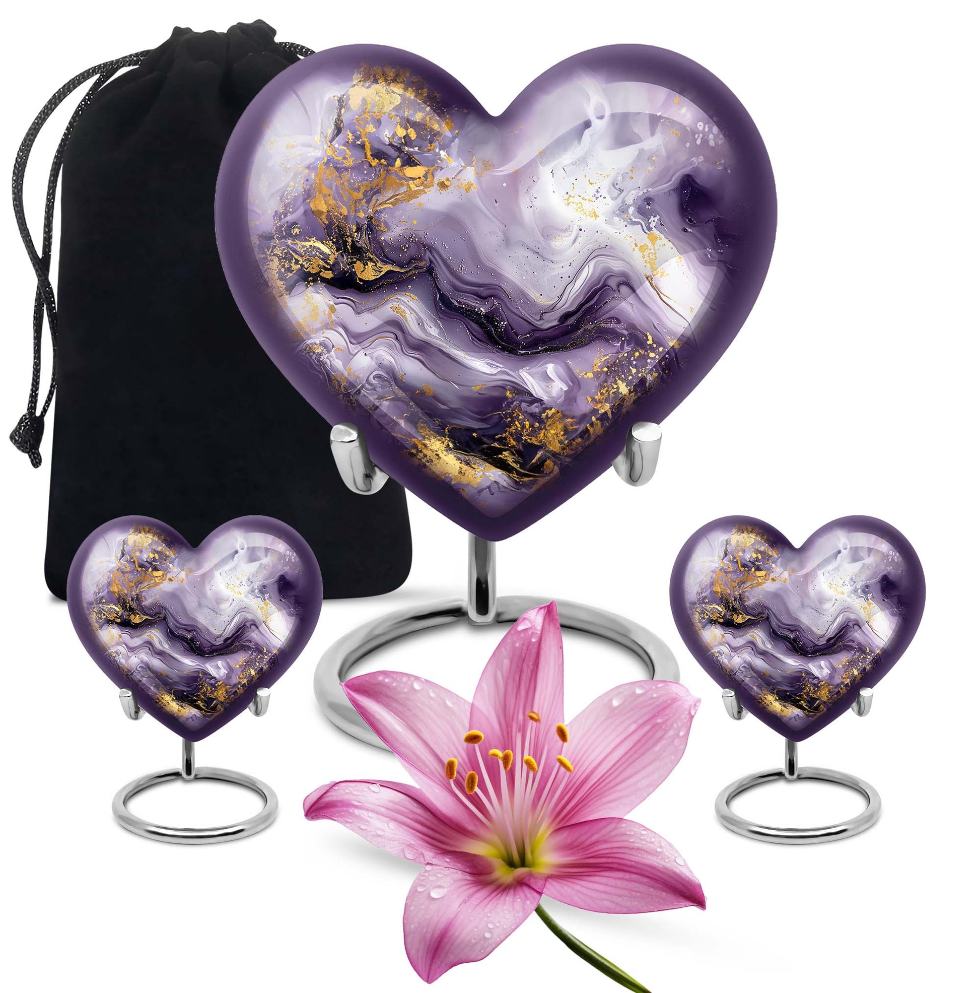 colourful swirl heart aluminium urn for men's ashes