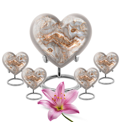 Colourful swirl urn heart design for dad's ashes.