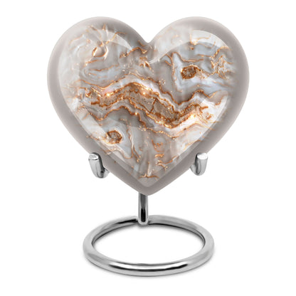 Colourful swirl urn heart design for dad's ashes.