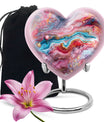 Colourful swirl heart urn for cremation