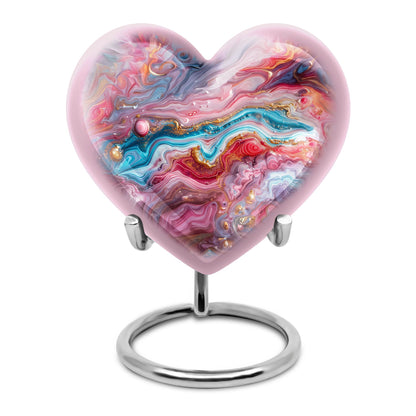 Colourful swirl heart urn for cremation