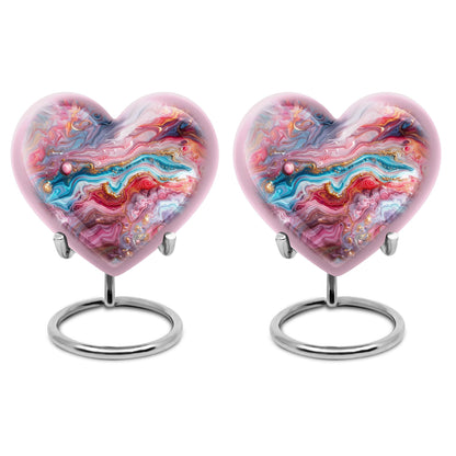 Colourful swirl heart urn for cremation