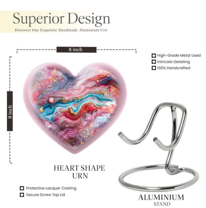 Colourful swirl heart urn for cremation