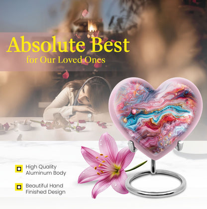 Colourful swirl heart urn for cremation