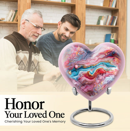 Colourful swirl heart urn for cremation