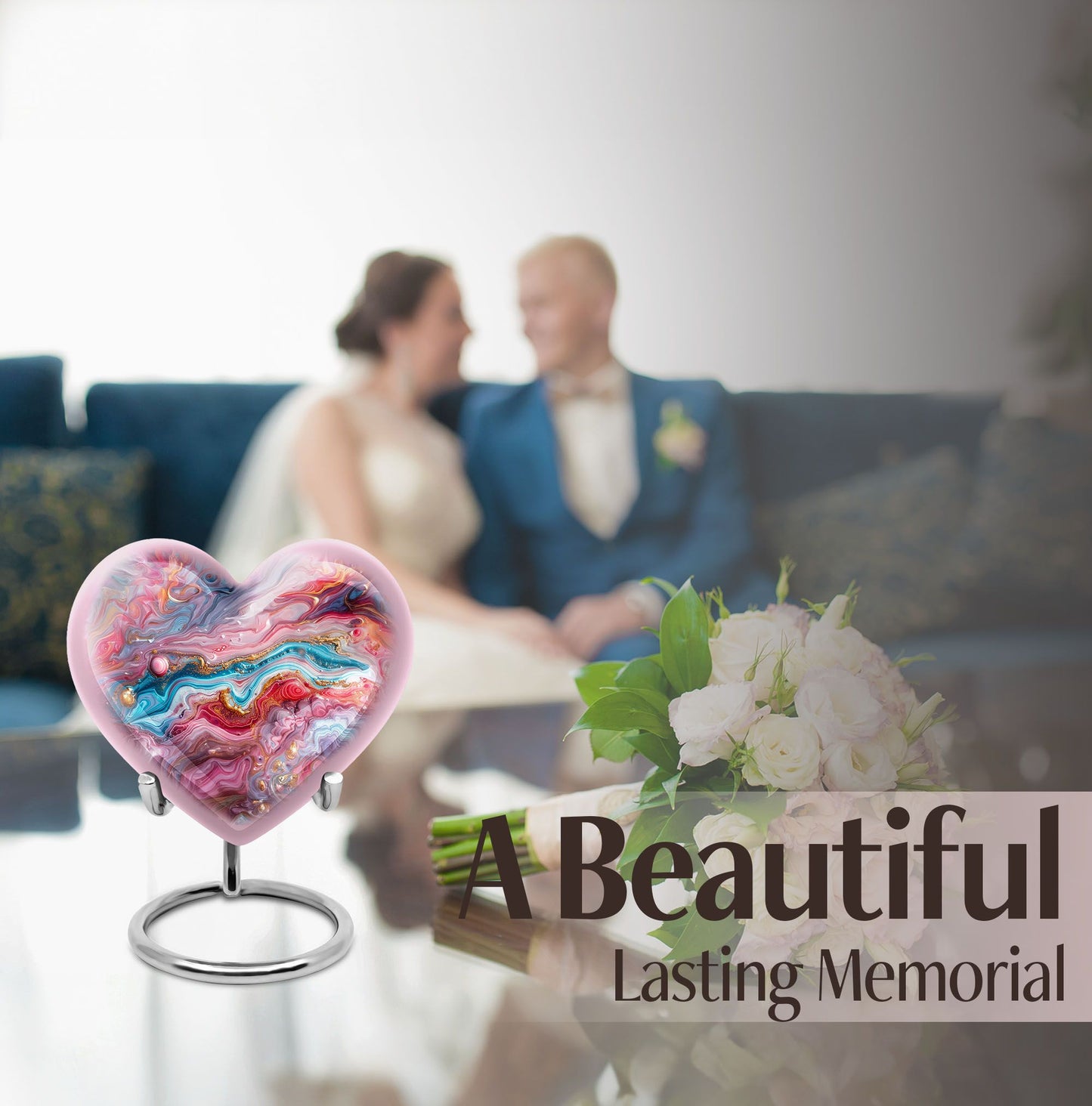 Colourful swirl heart urn for cremation