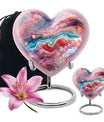 Colourful swirl heart urn for cremation