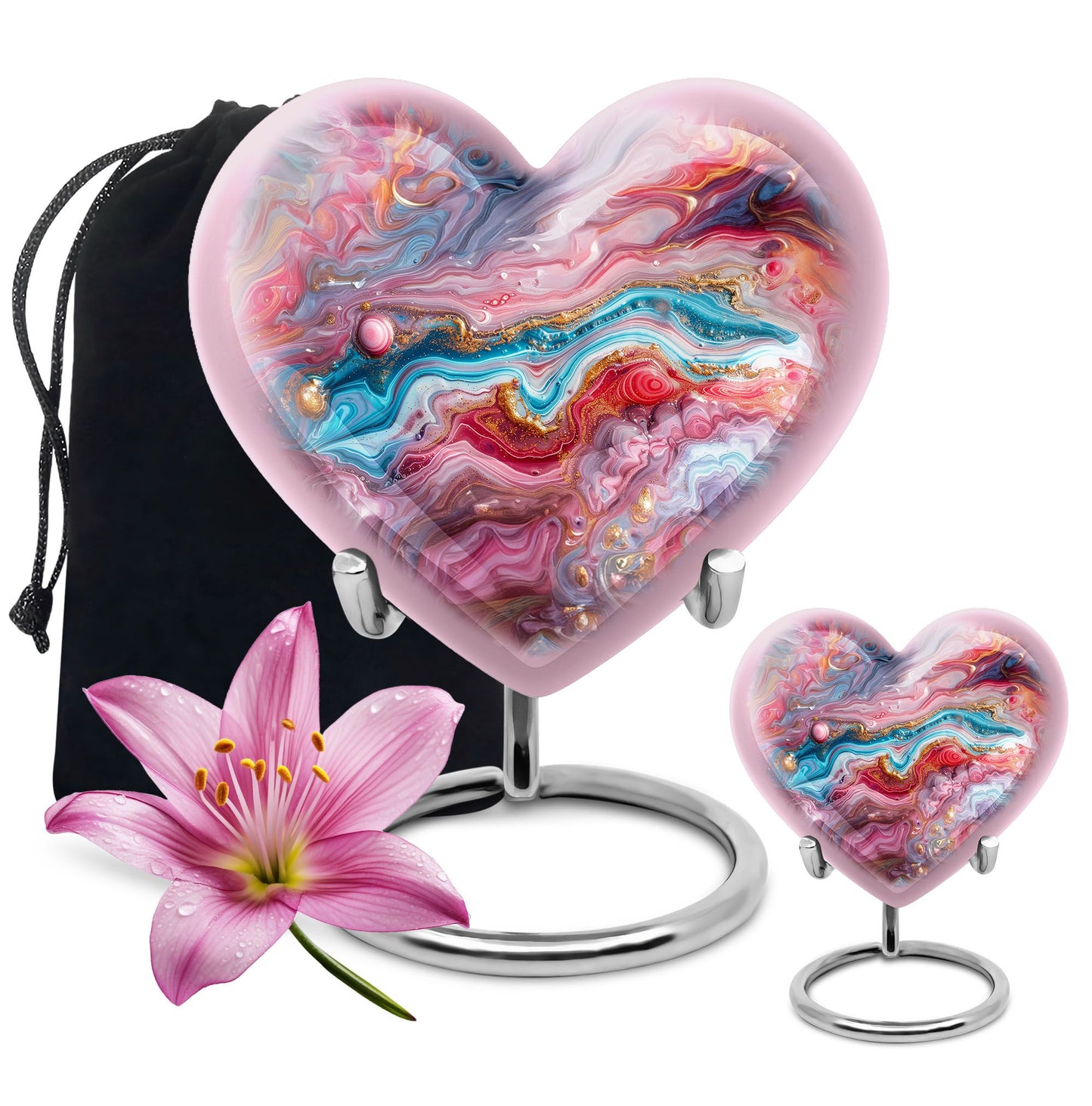 Colourful swirl heart urn for cremation
