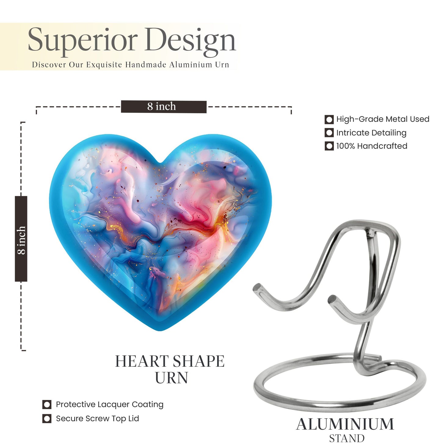 Colourful Swirl Heart Urn