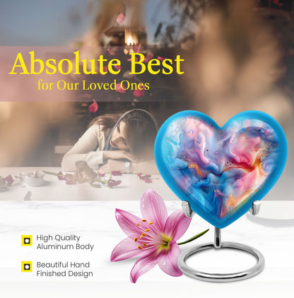 Colourful Swirl Heart Urn