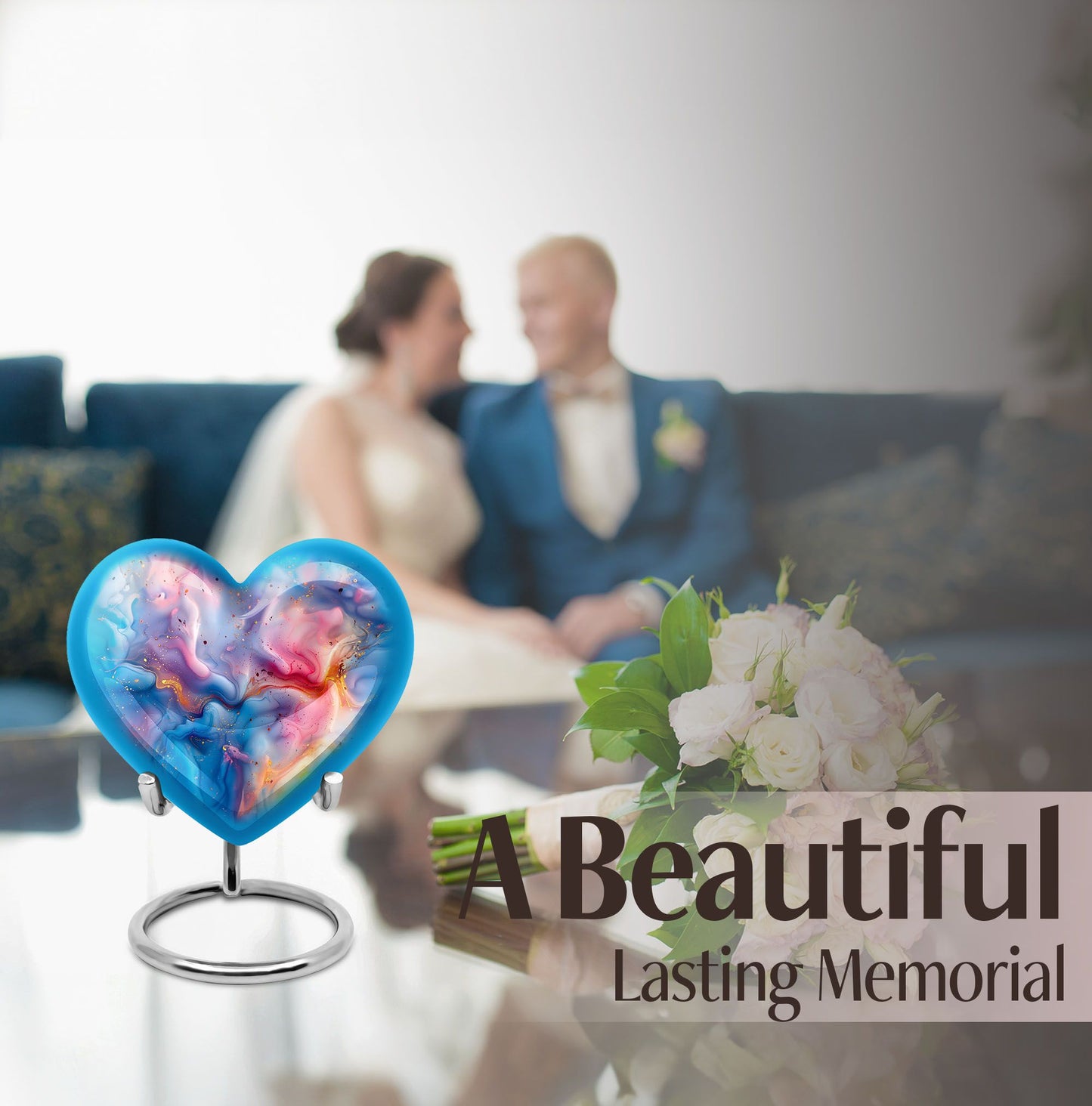 Colourful Swirl Heart Urn